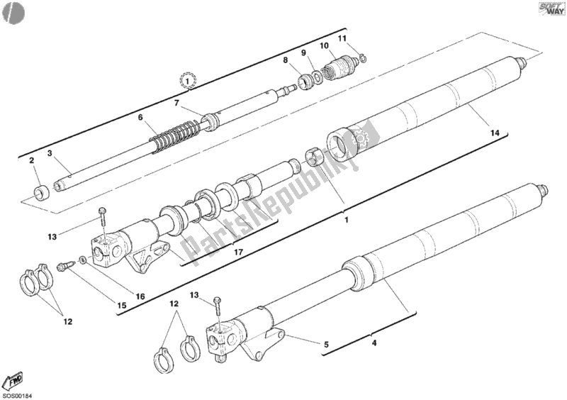 All parts for the Front Fork of the Ducati Sport ST4 S ABS 996 2004